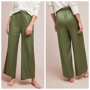 Anthropologie Olive Green Wide-Leg Pants